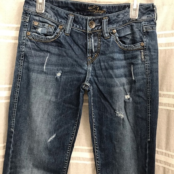 SILVER JEAN CO / "Lola" Flare Distressed Jean size W27/L33 - Picture 5 of 14